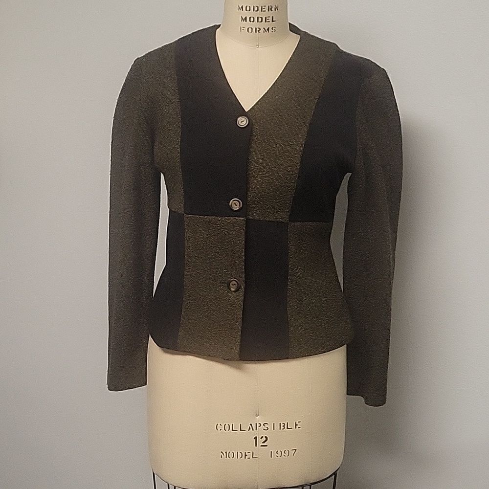 Vintage DJ Summers blazer. Hunter Green and black color block. Size M